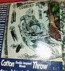 Vintage Tapestry Throw Blanket Country Farm New In Plastic Green And Cream 47x60