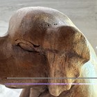 Vintage Hand Carved Suar Brown Wooden Sitting Elephant Sculpture 8    No Tusks