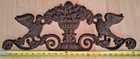 Cast Iron Architectural Pediment Two Birds-urn Vintage Natural Patina 24  By 9 