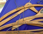 Lot Of 10 Vintage Wooden Advertising Coat Hangers  -  Mostly From California