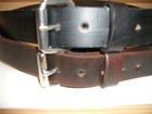 Heavy Duty Amish Thick Leather Work Belt 1 1 2  W  Holster  S s Roller Buckle