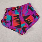 Vintage Speedo Shorts Mens Small 90s Abstract Nylon Swim Trunks Black Purple Red