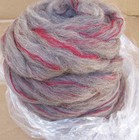 8 Oz  Grey Merino  Romney Wool  Suri Alpaca With Red Bamboo Silk Roving