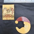 Vintage Christmas Brooch Lot Santa Tin Snowman Decoupage Resin Pins