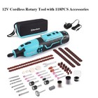 12v Cordless Rotary Tool Kit With 118pcs Accessories 2 0ah Rechargeable Battery