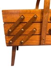 Vintage Wooden 3 Tier Cantilever Sewing Box Basket W  Legs Fantastic Condition