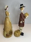 Thankful Pilgrim Couple Harvest Pumpkins Thanksgiving Glittery 10   