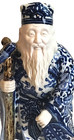 Japanese Kutani Ware Blue And White Treasure Jurojin Statue 10 Inches Tall