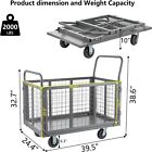 5in1 Heavy Duty Platform Truck Cart With Cage 2000lbs Hand Truck Push Cart Dolly