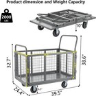6 In 1 Platform Truck Cart With Cage 2000lbs Aluminum Hand Truck Push Cart Dolly