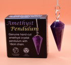 Hand-cut Genuine Amethyst Crystal Pendulum In Pendulum Chart Gift Box