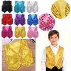 Us Kids Girls Boys Shiny Party Vest Hip Hop Jazz Dance Sequin Jacket Waistcoat