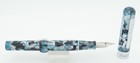 Conklin Crescent Blue Array   Chrome Fountain Pen - 1 1mm Stub Nib - New