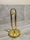 Large Vintage Retro Paper Clip Note Bill Receipt Holder  Brass Paperweight