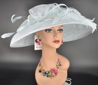 Church Kentucky Derby Hat Carriage Tea Party Wedding Wide Brim Powder Blue