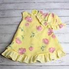 Vintage Baby Girl s Floral Dress Bonnet Hat Set Size 24 Months Yellow Floral