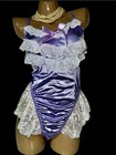 New Glossy 2nd Skin Satin Teddy Bodysuit Frilly Lacy Sissy Ruffles Plus 3xl 3x
