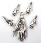 5 Antique Silver Pewter Meditator Hand Pray Spiritual Pendant Charms