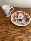 Sheltonian China Plate And Cup Depicting Old English Sheep Dogs