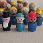 Vintage Fisher Price Little People Lot Of 27 Wooden Body Action Figures Toys
