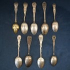 Mixed Lot Of 9 Rare Vintage Sterling Silver Souvenir Spoons - Free Shipping Usa
