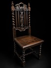 Antique Chair Carved Twisted Oak Hall Chair Barley Twist Victorian