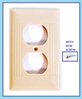 Mint Vintage Ribbed Ivory Bakelite Outlet Wall Plate Cover Mcm Duplex Sierra 40s