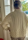 Handmade By Seller - Aran Irish Wool Sweater jacket   Matching Hat Size 14 New
