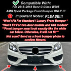 For 2015-18 Mercedes Benz W205 C43 C300 Amg Sport Gloss Blk 3pc Front Bumper Lip