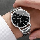 Men s Quartz Watch Analog Stainless Steel Bracelet Simple Wristwatch Round Dial