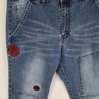 Kkafuni Jeans Womens 27 Skinny Embroidered Flower Cargo Pockets Stretch Denim