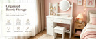 Vanity Makeup Desk Dressing Table With Led Lighted Mirror 2 Drawers Cabinets Set