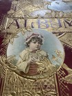 1876 Scrapbook Victorian Ornate Binding 12   15  Many Advertising Ephemera