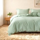 French Linen Duvet Cover Set 104 x 92 - 3 Pieces  1 Comforter King Mint Green