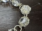 Vintage Clear Lucite Crystal Filigree Link Anklet Silver Tone 10 