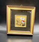 Vintage Gold Leaf Vintage Italian Miniature Landscape Framed Painting 23k Italy