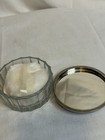 Vintage Glass And Silver Dresser Vanity Powder Jar With Mirror In Lid  4 Inch