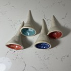Handmade Colorful Bee Watering Cups Thirsty Pollinators Ceramic Garden Lot Of 4