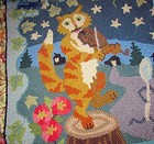Vtg Claire Murray Hooked Rug Hey Diddle  The Cat And The Fiddle Nursery Rhyme