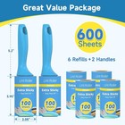 600 Sheets Extra Sticky Lint Rollers For Pet Hair  Easy Spiral Tear Lint Roller