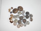 Vtg Metal Bronze Silvertone Round Assorted Button Lot Rhinestone Stamped