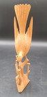 Vintage Hand Carved Bird On Light Wood  Mother Feeding Her Young