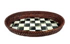 Mackenzie Childs Courtly Check Enamel Rattan Small Serving Tray 11  New