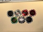 Casino Las Vegas Nevada Sign Clay Poker Chips  Red  Green  Grey And Black