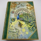 Punch Studio Peacock Faux Book Storage Box Vibrant Colors Gold Foil Accents