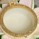 Vintage Lotus Water Lily Flower Hinged Charm Heavy Resin Gem Lid Trinket Box Red