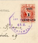 Guatemala Sc 98 single Frank -correos Guatemala-abr 6 1900-postcard View-to Belg
