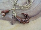 Koa Wood Hawaiian Fish Hook Maori Hei Matau Pendant Necklace Adjustable Choker 