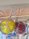 New 5    Glass Fish Floats Set Of 4 With Net  Reproductions