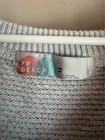Fp Beach Light Gray Textured Button V-neck Knit Sweater Xs